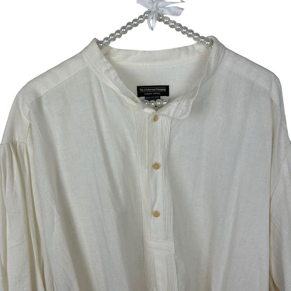 J. Peterman poet shirt band collar cream size XL men’s - Picture 2 of 10